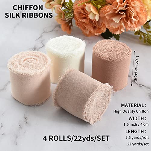 4 Rolls Silk Chiffon Ribbon (264 Foot)