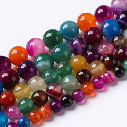36pcs 10mm Natural Multicolor Stripe Agate Beads for Jewelry Making Natural Stone Energy Healing Beads DIY Bracelet Necklace 15"