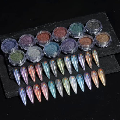 12 Colors Holographic Nail Powder (2.7 Ounce)
