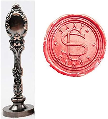 Vintage Santa Claus Monogram Sealing Wax Seal Stamp Red Brass Metal Handle Kit Custom Invitation Embellishment Christmas Gift Wrap Package Custom Logo Words Wax Seal Stamp Set
