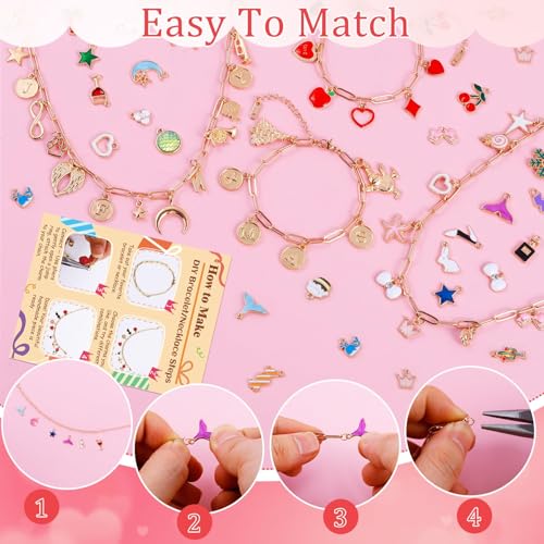 Gold 443PCS Gold Charm Bracelet Necklace Making Kit for Women (443 Count)