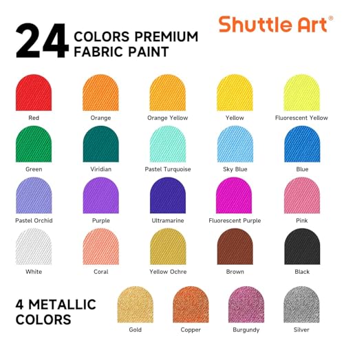 Fabric Paint 24 Colors Permanent Soft Fabric Paint in Bottles (48 Fl Oz)