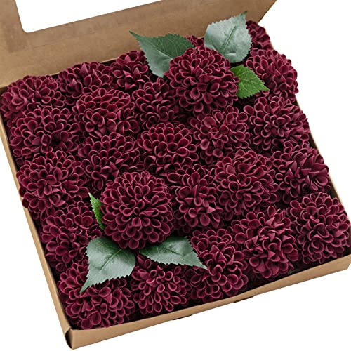 Red Burgundy Artificial Dahlias (25 Count)