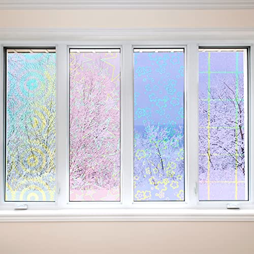 36 Sheets Holographic Sticker Paper A4 Vinyl Holographic Laminate Sheets Self Adhesive Waterproof Transparent Film