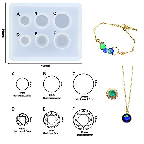 Mini Jewelry Cut Diamonds and Flat Round Resin Epoxy Silicone Mold