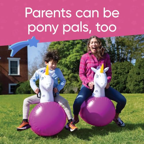 Hop N Go Inflatable Unicorn Riding Bouncy Hopping Toys for Kids Ages 5+ (2 Count)