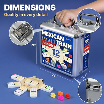 Mexican Train Dominoes Set with Jumbo Tiles