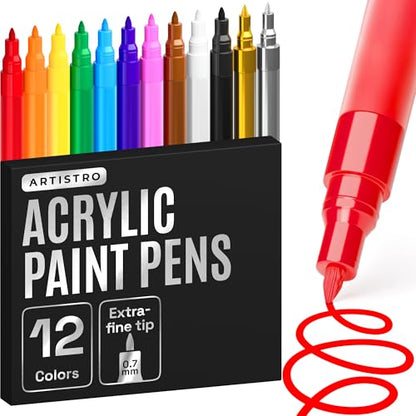 12 Multicolor Paint Pens for Glass Marking (12 Count)