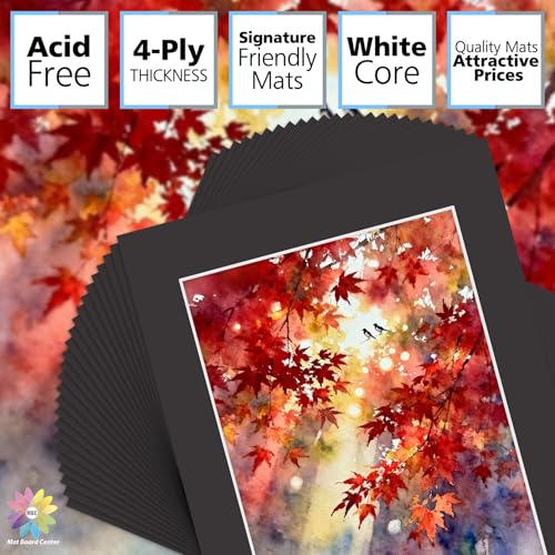 Mat Board Center 25 Pack 11x14 Picture Mat for 8.5x11 Photo Black
