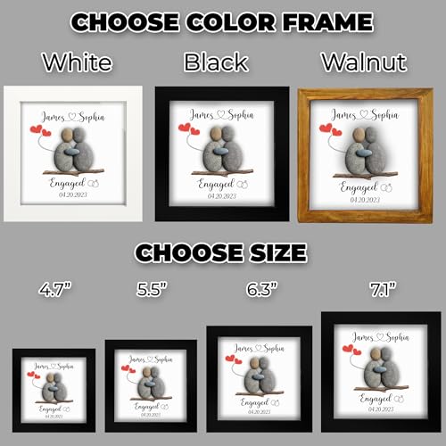 Personalized Engagement Pebble Art Frame for Couple