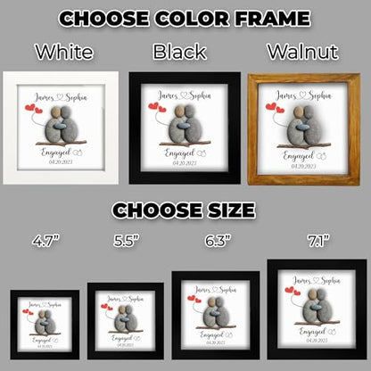 Personalized Engagement Pebble Art Frame for Couple