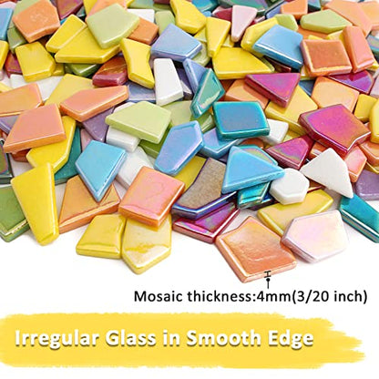 Iridescent Glass Mosaic Tiles for Crafts Bulk (7.06 Ounce)