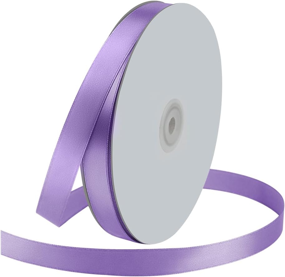 5/8" Wide x 100 Yards Single Face Polyester Satin Ribbon, Satin Ribbon for Crafts, Gift, Hair Bows, Wedding Party Decoration, Bow Making & Other Projects (Lavender) - Crafty Corner