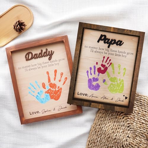 Best Dad Ever Hands Down Sign Handprint Kit with Paint DIY Gift for Father's Day