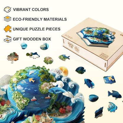 Ocean and Earth Puzzles Adults Gifts Wooden 155 Pieces 11.4 * 10.3in