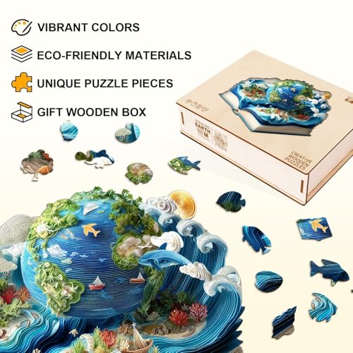 Ocean and Earth Puzzles Adults Gifts Wooden 85 Pieces 8.5 * 7.6in