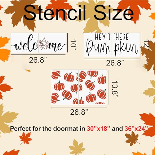 Fall Stencils for Door Mats 27" x14” Fall Doormat Stencils for Painting (6 Count)