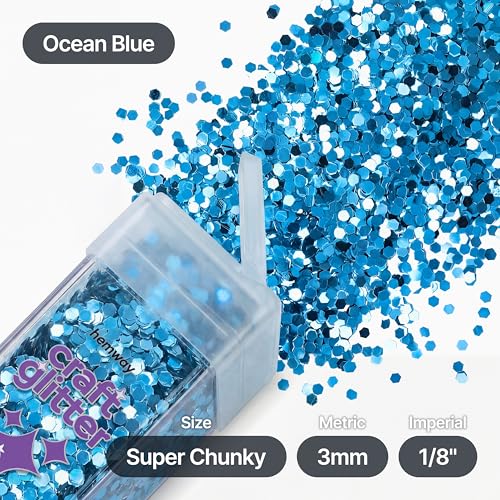 Craft Glitter Shaker Ocean Blue 110g Super Chunky (3.9 Ounce)