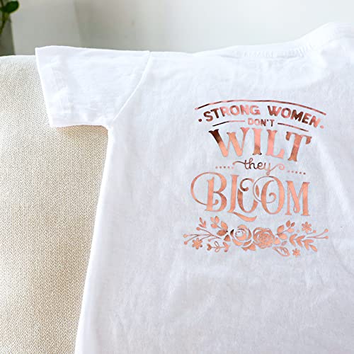 Rose Gold Metallic Foil Heat Transfer Vinyl 12" x5ft Rose Gold HTV Vinyl Roll Chrome Iron on Vinyl Easy to Cut & Weed DIY Heat Press Design for T