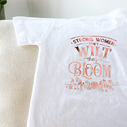 Rose Gold Metallic Foil Heat Transfer Vinyl 12" x5ft Rose Gold HTV Vinyl Roll Chrome Iron on Vinyl Easy to Cut & Weed DIY Heat Press Design for T
