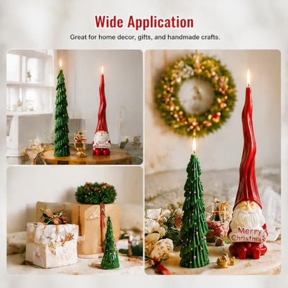 2 PCS 3D Christmas Tree & Santa Claus Silicone Pillar Candle Molds (2 Count)