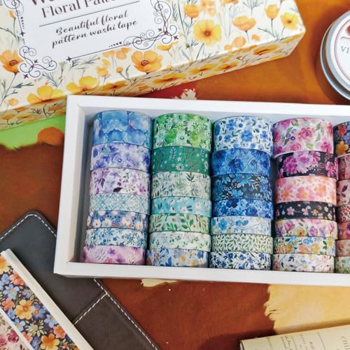42 Roll Floral Thin Washi Tape Sticker Set 3 Meters per Roll