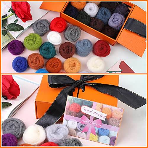 30 Colors Wool Roving for Needle Felting (30 Count)