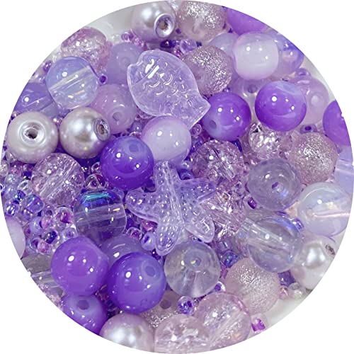 Assorted Glass Resin Beads Multi Size Colors Smooth Cracked Gravel Millet Spacer Beads for Bracelets Necklace Earring DIY Jewelry Making Craft