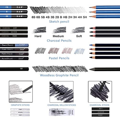 40 Piece Professional Sketch Pencil Drawing Kit