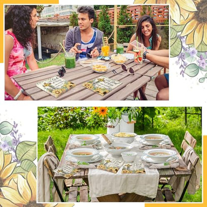 60 Pcs Sunflower Christian Cocktail Paper Napkins 6.5 x 6.5 Inches