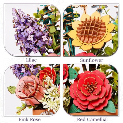 3D Wooden Flower Puzzle for Adults