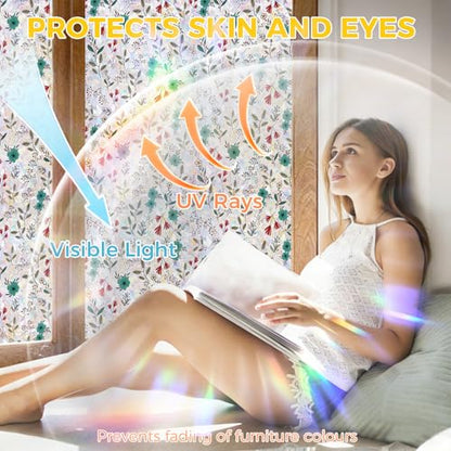 Rainbow 3D Window Stained Glass Privacy Film Decorative