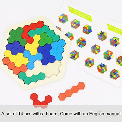 2 Pack Wooden Russian Blocks Puzzle + Hexagon Puzzles for Kids & Adults (2 Count)