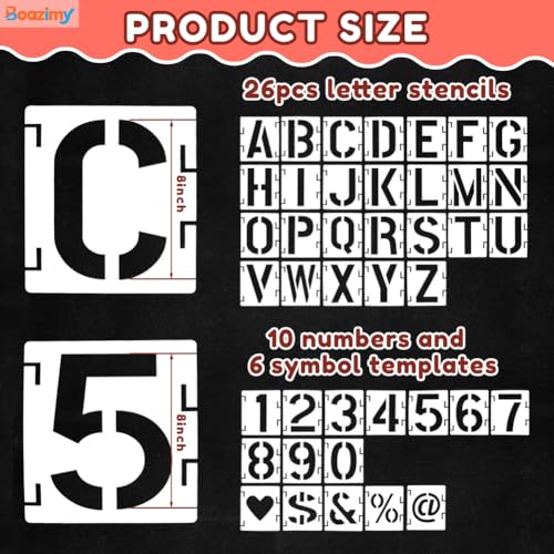 8 Inch 42 Pcs Reusable Letter Number Symbol Stencils (42 Count)