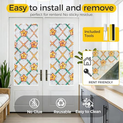 3D Stained Glass Window Privacy Film Decorative Non
