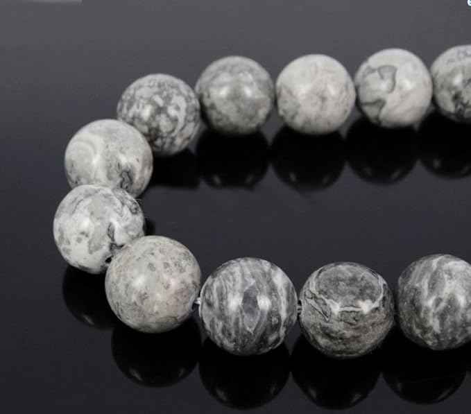 120pcs Adabele Natural Landscape Jasper Healing Gemstone 6mm (0.24 inch) Round Loose Beads Gem Stone Spacer for Craft Jewelry Making GF19-6