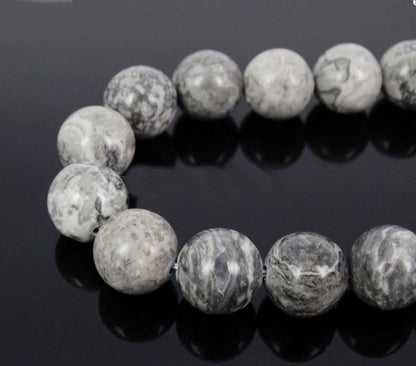 60pcs Adabele Natural Landscape Jasper Gemstone 6mm Round Beads (58 Count)