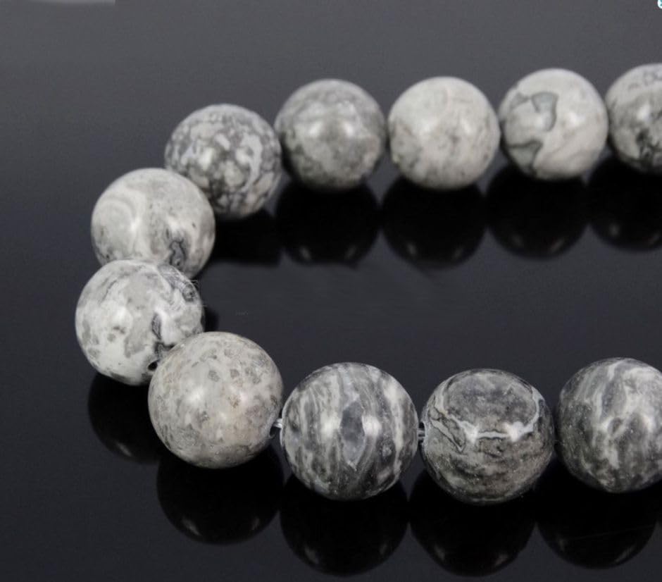 70pcs Adabele Natural Landscape Jasper Gemstone 10mm Round Beads (68 Count)