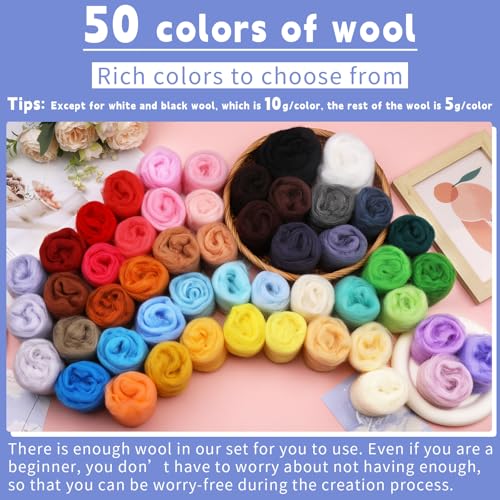 50 Colors Needle Felting Wool
