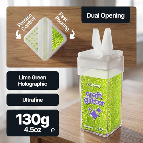 Craft Glitter Shaker Lime Green Holographic 110g Ultrafine (4.5 Ounce)