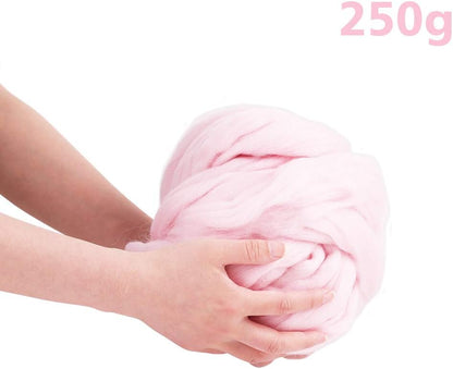 Wool Roving Bulk - 8.82oz Super Wool Chunky Yarn, Wool Roving Top for Needle Felting, Soft Felting Wool Supplies for Hand Spinning, Felting, Blending, Weaving and DIY Craft