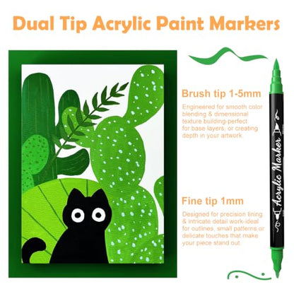 30 Colors Precision Dual Tip Acrylic Paint Markers Pens (30 Count)