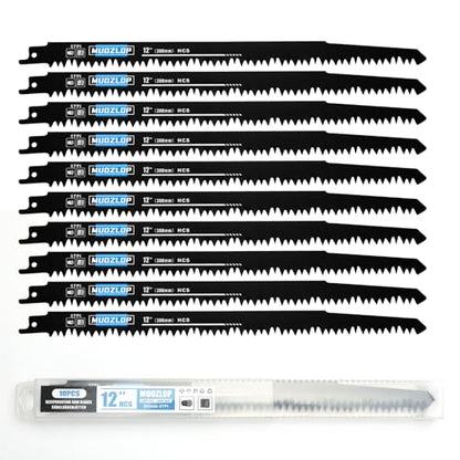 10Pack 12inch 5TPI Woodcutting Reciprocating Saw Blades Set (10 Count)