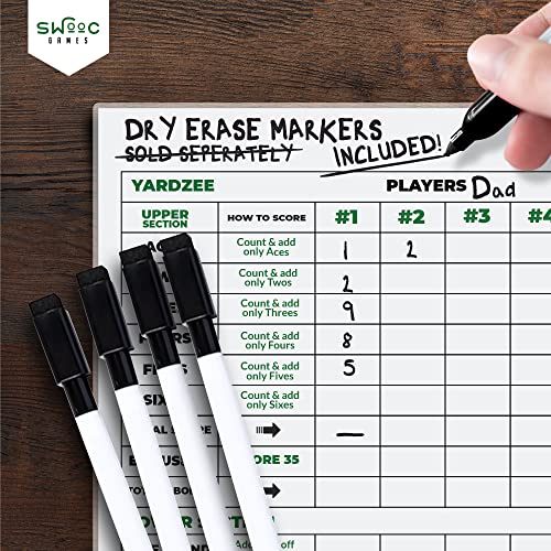 Games 5 Big Dry Erase Yardzee & Farkle Score Cards with 5 Markers