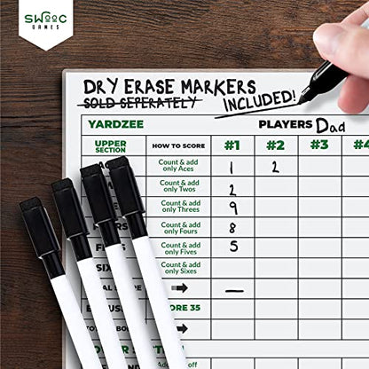 Games 5 Big Dry Erase Yardzee & Farkle Score Cards with 5 Markers