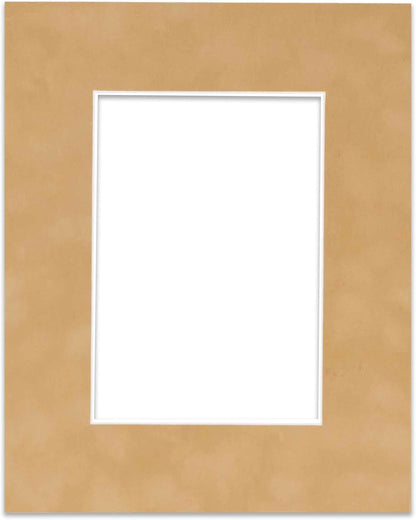 11x14 Mat Bevel Cut for 8.5x11 Photos - Acid Free Beige Suede Precut Matboard With Backing Board and Crystal Clear, Self Seal Photo Mat Bag - For Pictures, Photos, Framing - 4-ply Thickness