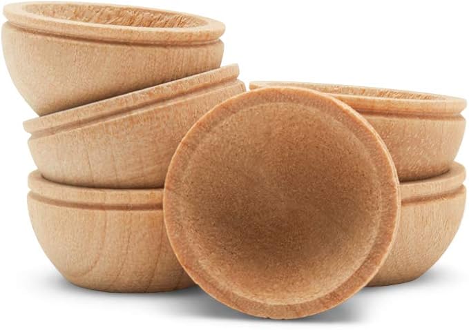 Woodpeckers Unfinished Wood Mini Bowl, 3/4 inch, Perfect for Scale Models, Dollhouse Dishes, Wood Craft Projects, and Sorting Activity, Pack of 50