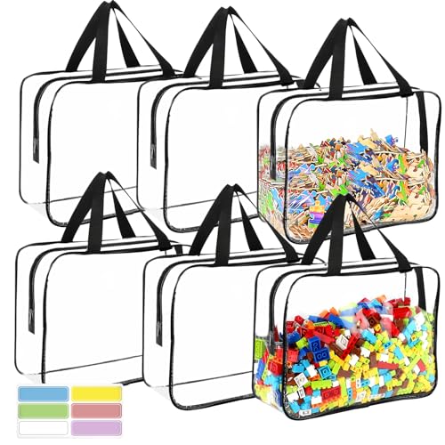 6 Packs Large Toy Storage Bags with Labels (6 Count)