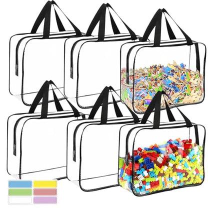 6 Packs Large Toy Storage Bags with Labels (6 Count)