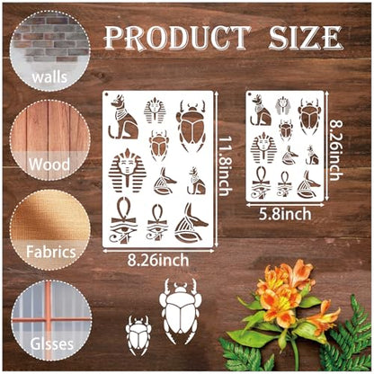 Egyptian Hieroglyphs Stencils (6 Count)